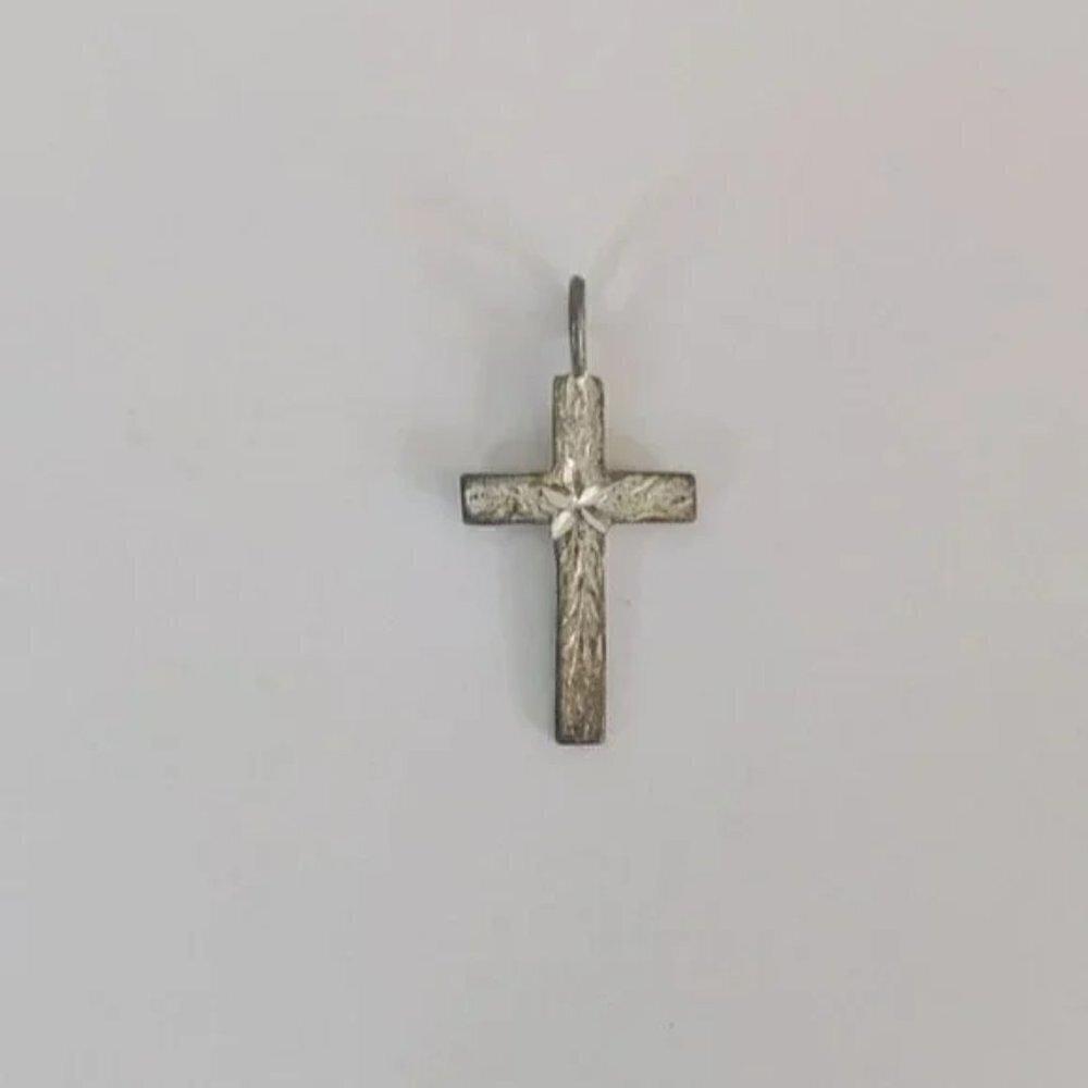 Sterling Silver Hammered Cross Charm Pendant